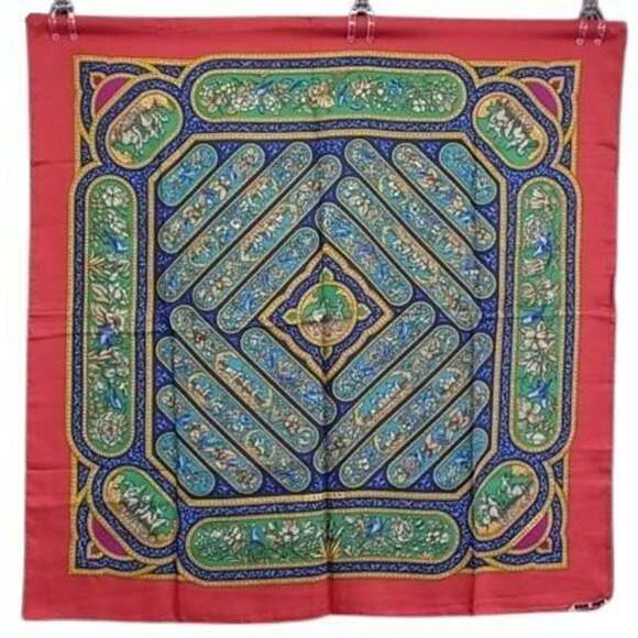 HERMES QALAMDAN Women's Silk Scarf Carré 90 Multicolor